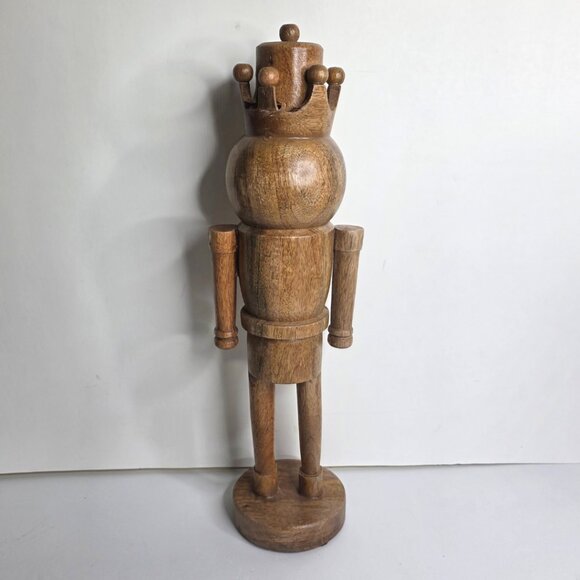 Holiday Time Wood Decorative Nutcracker Natural Brown 16 in Christmas Decor NEW - Picture 1 of 7
